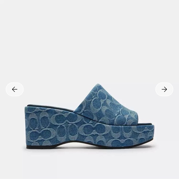 Coach Blue Logo Platform Slide Sandals - Picture 3 of 3